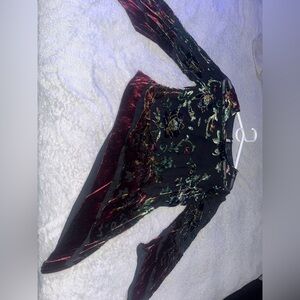 RARE VINTAGE Elegant Floral Embroidered Sheer Top